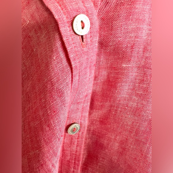 NEW Foxcroft XXL 100% Linen Button Up Shirt Pink Blouse Top - Picture 11 of 11